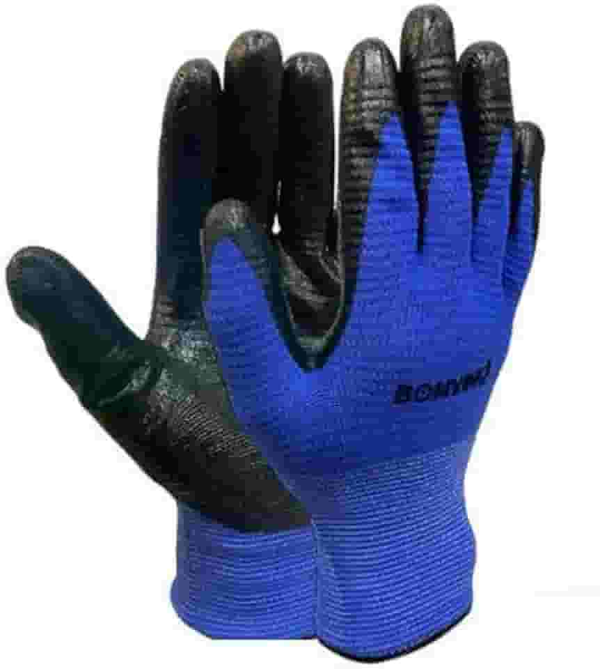 Luva de Proteção Multitato, Tamanho XL, Azul e Preta, Revestimento em PU, para Serviços Gerais e Manutenção BOM7107