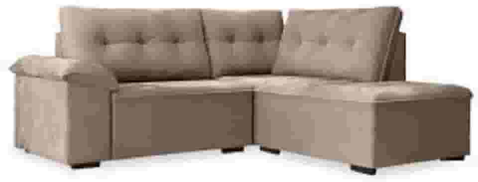 Sofá de Canto Retrátil 1,93m Cama 5 Lugares Tóquio Macchiato Veludo