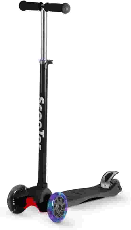 Patinete Infantil Unissex Dobrável e Ajustável 4 Rodas Com Luzes Em Led Até 70kg Cor Preto