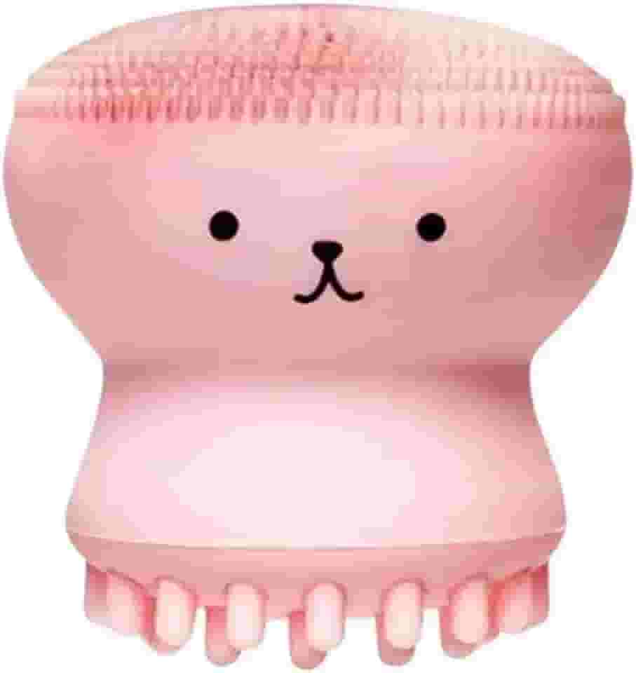 Esponja de Limpeza Facial Esfoliante em Formato de Polvo, Silicone Macio, Cor Aleatória