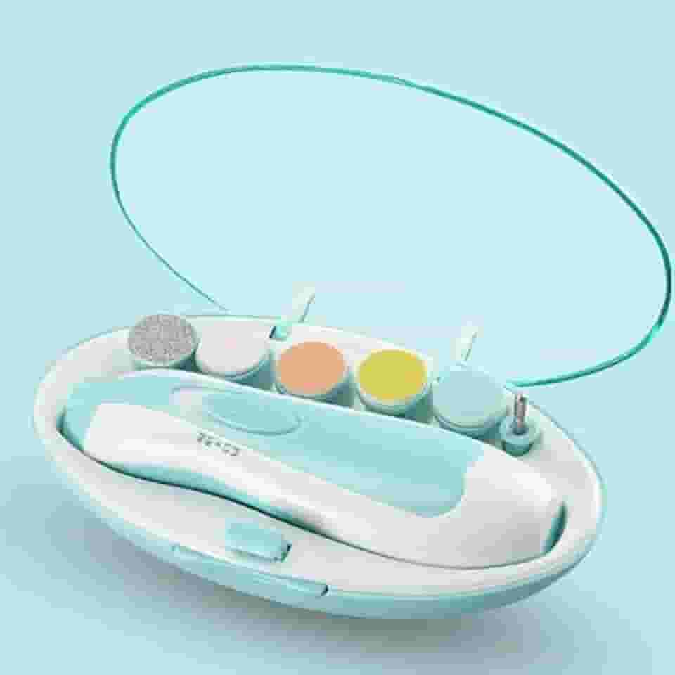 Cortador Aparador Lixa de Unha de Bebê Recém Nascido Elétrico com lixas para diversas idades até adulto (Azul)