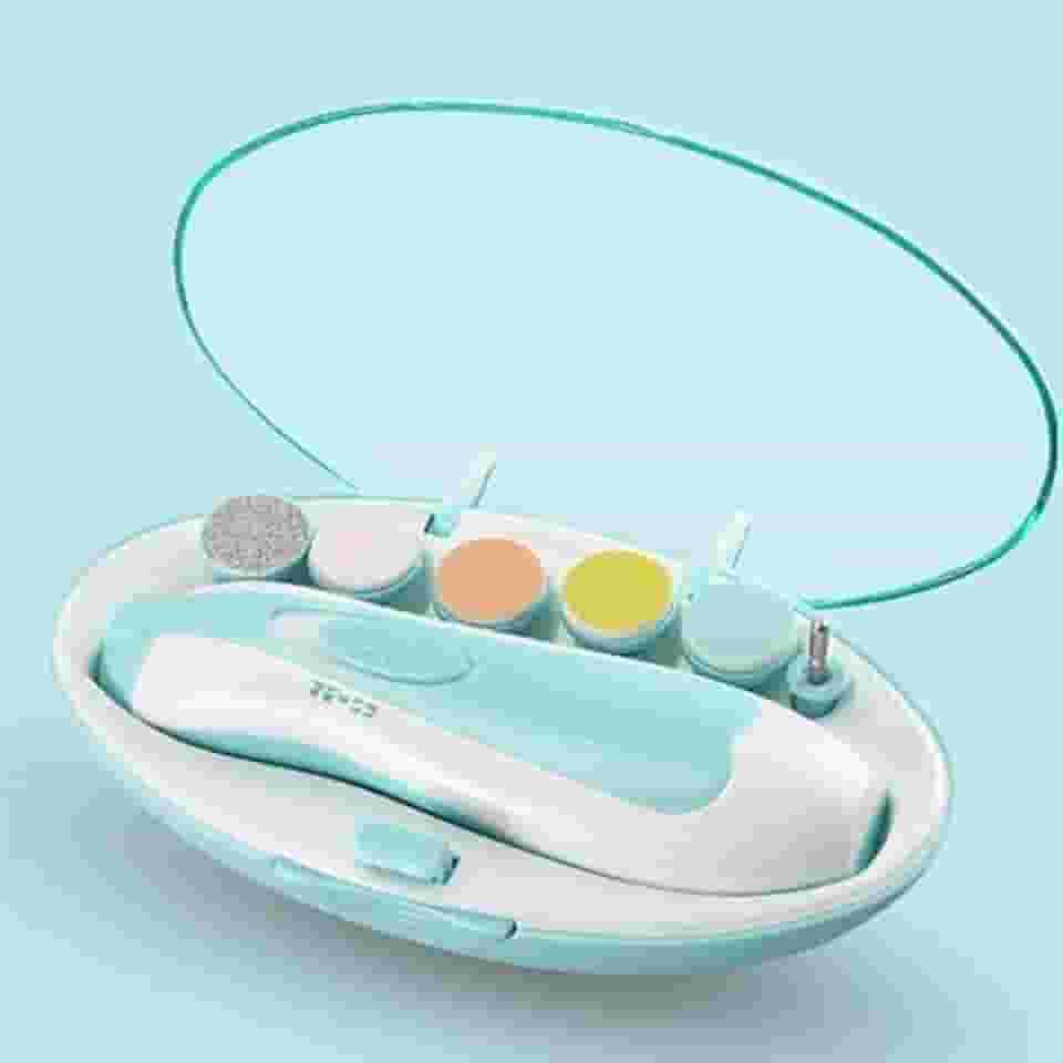 Cortador Aparador Lixa de Unha de Bebê Recém Nascido Elétrico com lixas para diversas idades até adulto (Azul)