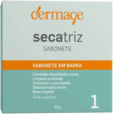 Secatriz, Sabonete em Barra para o Rosto, Formulado com Ácido Salicílico e Triclosan, Ação Antisséptica, Antiacne, e Sebo-Reguladora, 90g