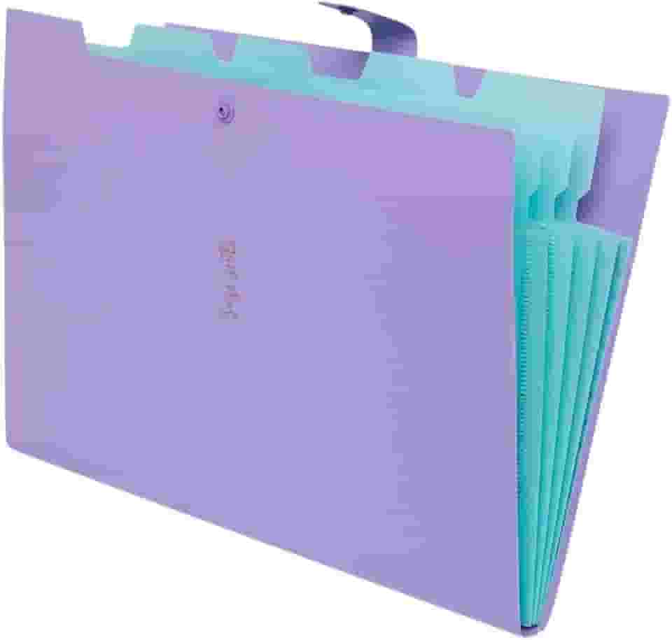 Pasta Sanfonada Plastica A4 5 Divisoes Lilas Pastel 111129