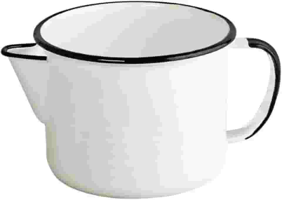 Leiteira Esmaltada, Jarra para Ferver Leite, com Bico, 1 Litro(BRANCA)