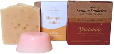 Kit Shampoo e Condicionador Natural em Barra para Cabelos Oleosos - Controle da Oleosidade e Definição Capilar