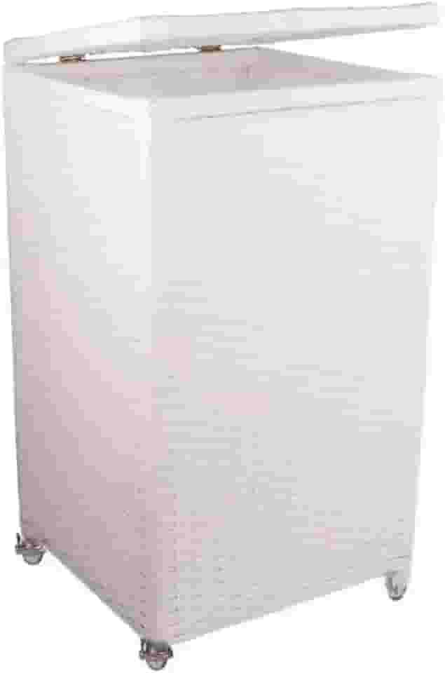 Cesto de Roupas 40x40x70 com Rodinhas 100 Litros Fibra Sintética (Branco)