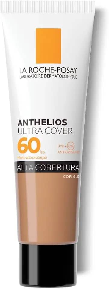 La Roche-Posay, Ultra Cover, Protetor Solar com Cor e Performance de Maquiagem, 12h de cobertura de base em uma única camada, Textura Fluida, Oil free, Toque Seco, FPS60, 30g