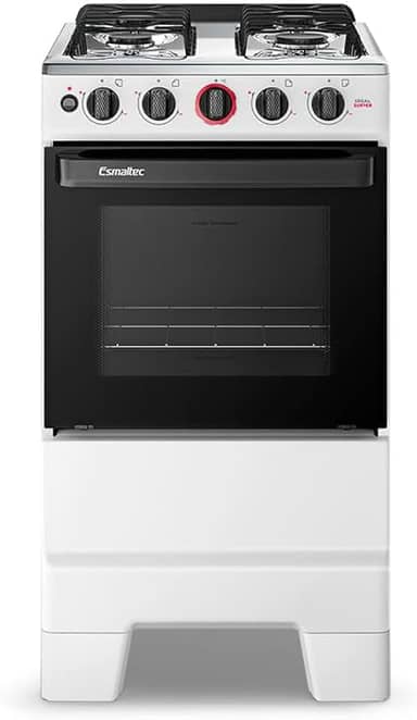 Fogão a Gás Mesa Inox Forno 50L Limpa Fácil e Acendimento Automático Esmaltec IDEAL Super F4IAB Cor Branco 4 bocas Bivolt