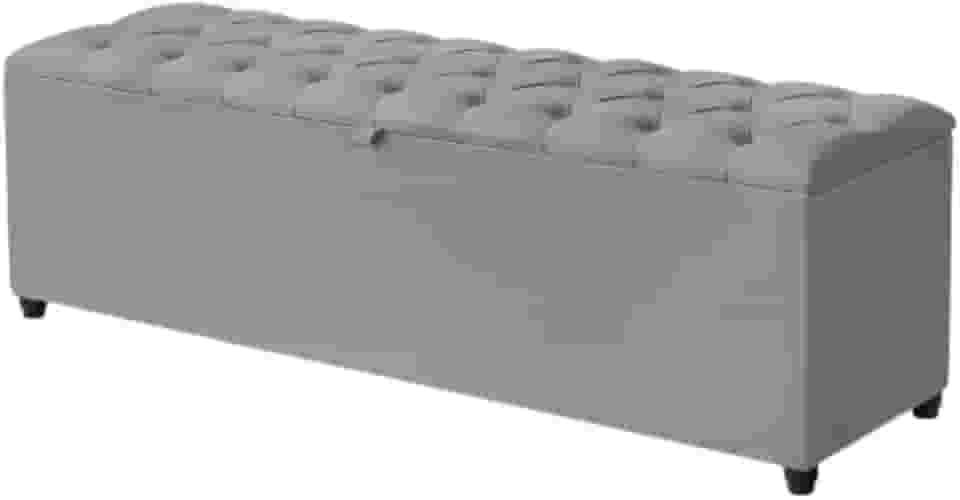 Báu Estofado alongado tamanho King em Suede Cinza elegante e resistente 50x185x42