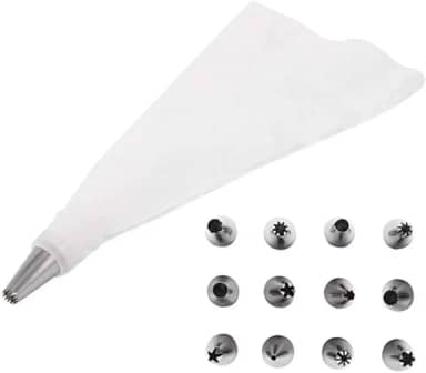 Kit Decorador de Confeitaria com 12 Bicos Diversos Saco de Confeitar Acessórios para Bolos e Cupcakes
