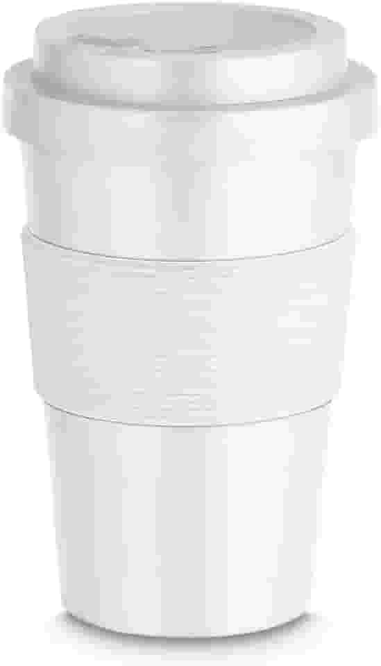 Copo Sustentável Reutilizável, Térmico, Café, Chá, Para Viagens, Tampa Sem Vazamento 400ml (Branco)