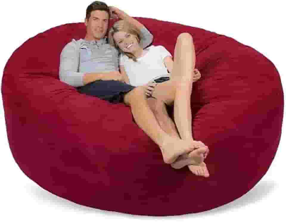 Puff Gigante Redondo Sem Enchimento Em Suede 1.40m P/Sala