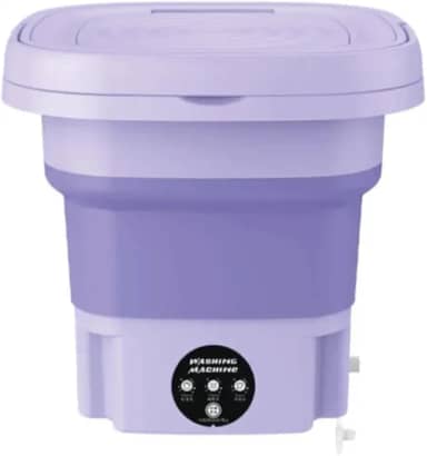 Mini Máquina de Lavar Roupa Portátil Dobrável 11 Litros Centrifuga Lavagem Semiautomática Roupas Sensíveis e Intimas 3 Modos Para Viagem Cor Roxo Bivolt