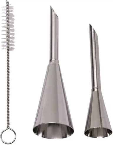 Mimo Style Bicos Para Confeitaria em Aço Inoxidável. Conjunto de Dois Bicos e Acompanha Acessório Para Limpeza. Perfeitos Para Os Mais Diversos Tipos de Sobremesas. Reutilizável, Resistente e Durável