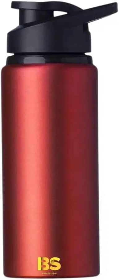 Squeeze Garrafa de água Alumínio, 600ml, Tampa Rosqueável com Alça, Academia (vermelho)