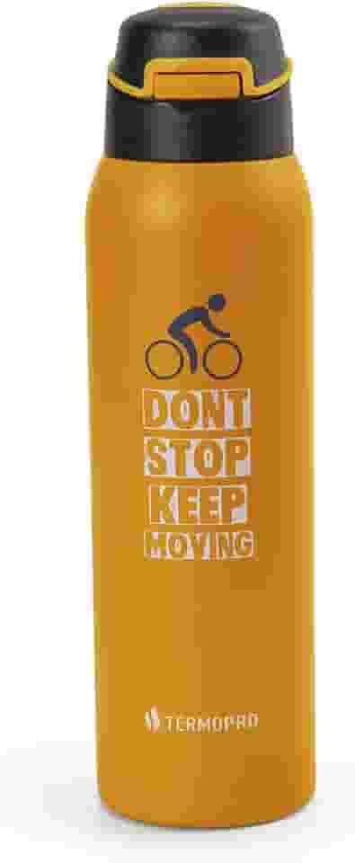 TERMOPRO Squeeze Térmico Laranja 450 ml Termopro Garrafa Aço Inox Sport Bike Fitness Bico Anatômico e Fast Click Bebidas Geladas 12h / Quentes 6h