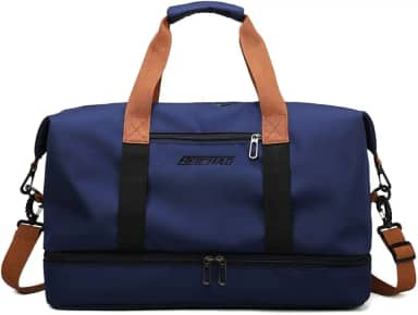 Bolsa de viagem portátil bolsa de bagagem de viagem de curta distância de grande capacidade leve separação seca e molhada bolsa de fitness esportiva (Azul marinho)