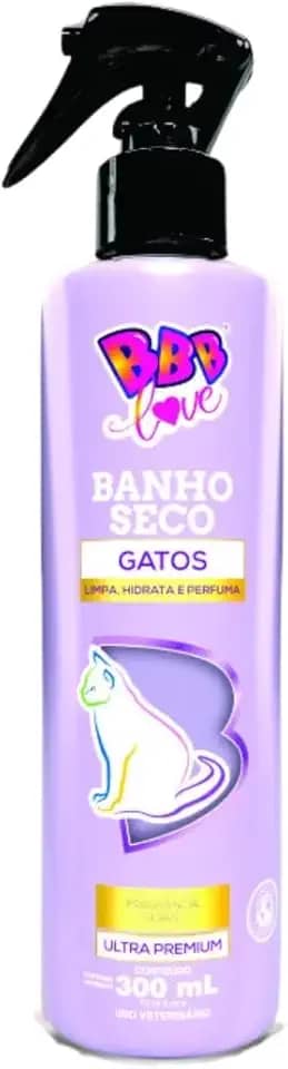 Kit 2 Banho seco para gatos 300ml BBB Love: higiene prática e eficaz, sem água! Deixe seu pet limpinho e cheiroso!