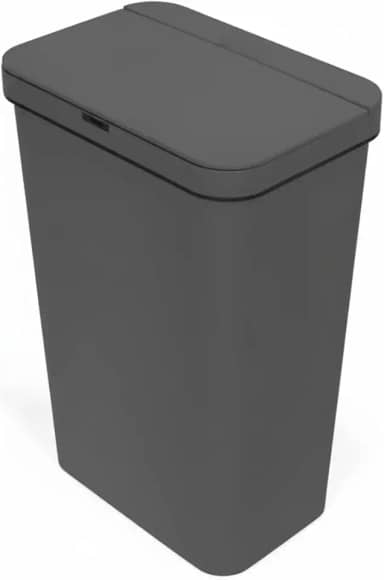 Lixeira Automática Sensor Life 50 Litros Retangular Cinza, Com Fechamento Suave Para Cozinha e Casa - Descarte de Resíduos Sem Toque Infravermelho - Corpo PP Durável e Anel Retentor