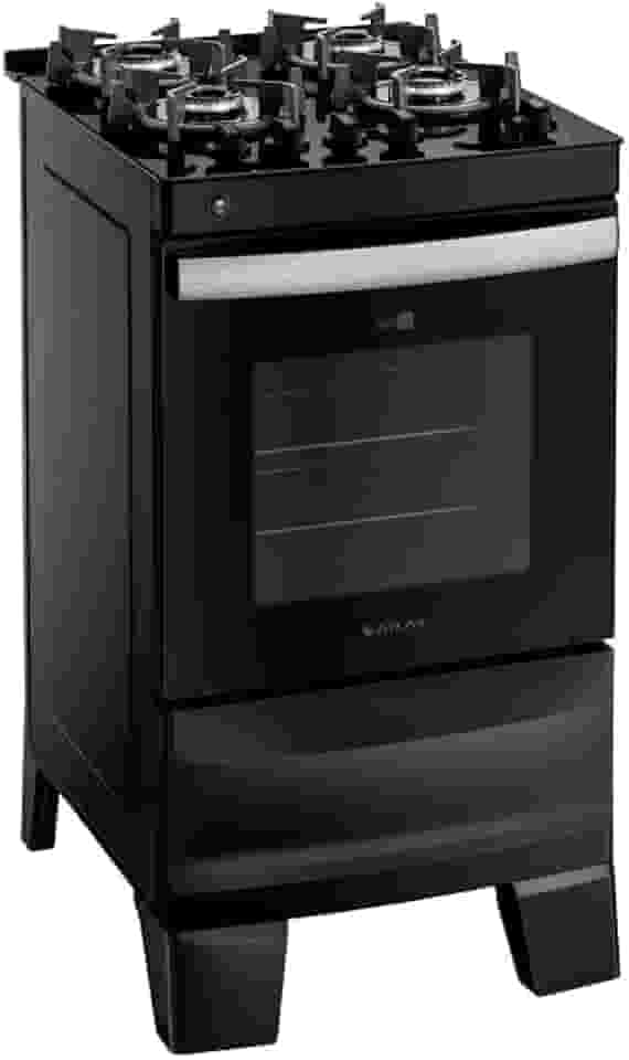 Fogão 4 Bocas Preto com Mesa de Vidro Atlas Agile Up Bivolt