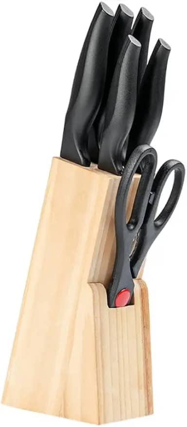 Conjunto de Facas com Cepo Cross, Brinox, Preto/Branco, 7 Peças