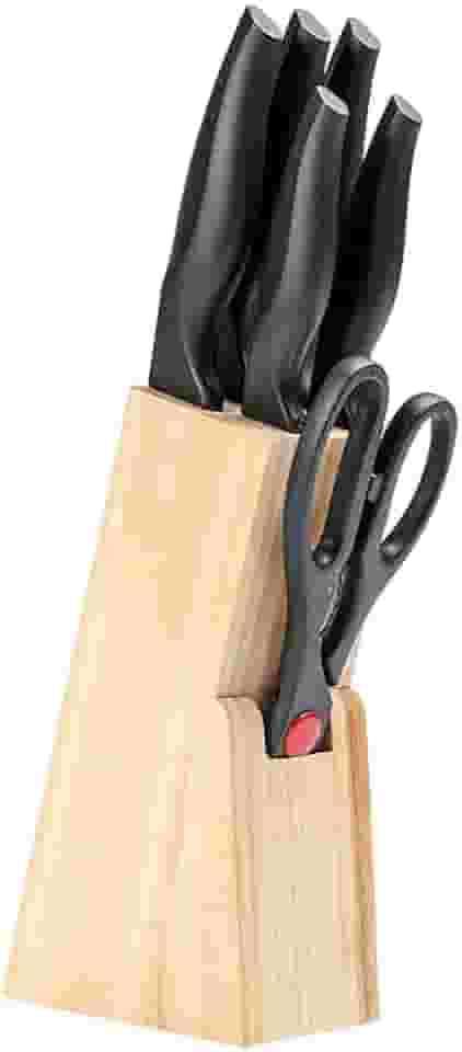 Conjunto de Facas com Cepo Cross, Brinox, Preto/Branco, 7 Peças