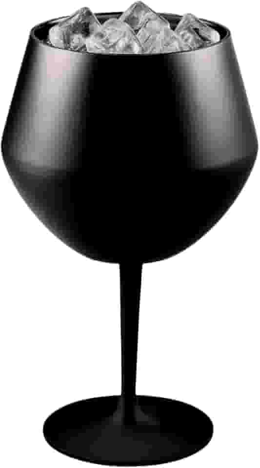 Taça Inox Copo Térmico Aço Inoxidável 2 em 1 para Gin, Vinho e Drinks 410ml Térmica com Haste Removível (Preto)