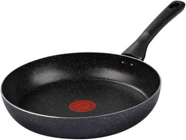 Frigideira Rochedo Stone Pro 26cm Preto com Efeito Pedra e Antiaderente Minerium, Alta Resistência e Durabilidade, Cabos Ergonômicos e Base Limpa Fácil