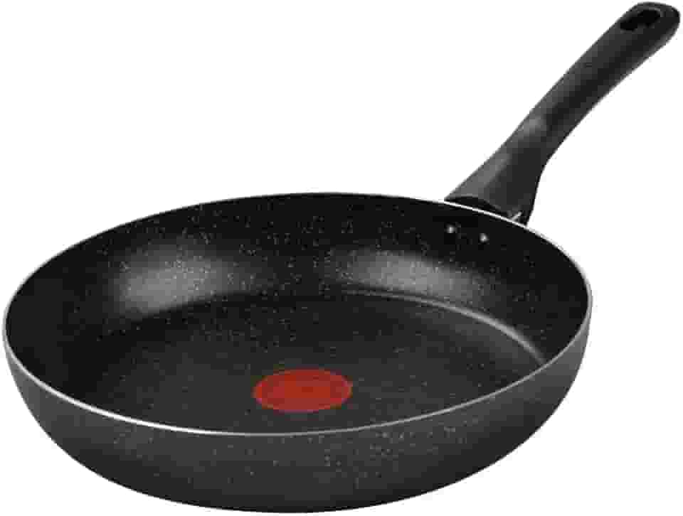 Frigideira Rochedo Stone Pro 26cm Preto com Efeito Pedra e Antiaderente Minerium, Alta Resistência e Durabilidade, Cabos Ergonômicos e Base Limpa Fácil