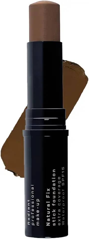 Base em bastão de cobertura extra Radiant Professional Natural Fix - Base à prova d'água e bastão de contorno de cobertura total - FPS 15 acabamento fosco sem parabenos e óleo - 8,5 g - Peacan (08)