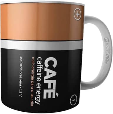 Caneca Café Pilha Caffeine Energy Geek Nerd Humor Meme