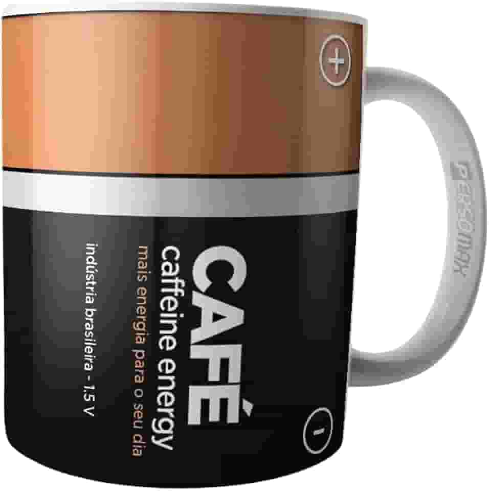 Caneca Café Pilha Caffeine Energy Geek Nerd Humor Meme