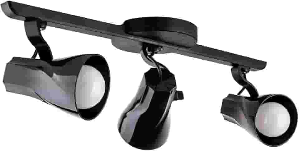 Luminária de Teto Spot Sobrepor Trilho Direcionável Octa 3 Lâmpadas Quarto sala Cozinha Praia Litoral E27 Bivolt (Preto)