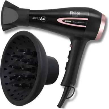 Secador de Cabelo Profissional PSA3250 2100W Íon Tourmaline com Difusor de Cachos - 127v