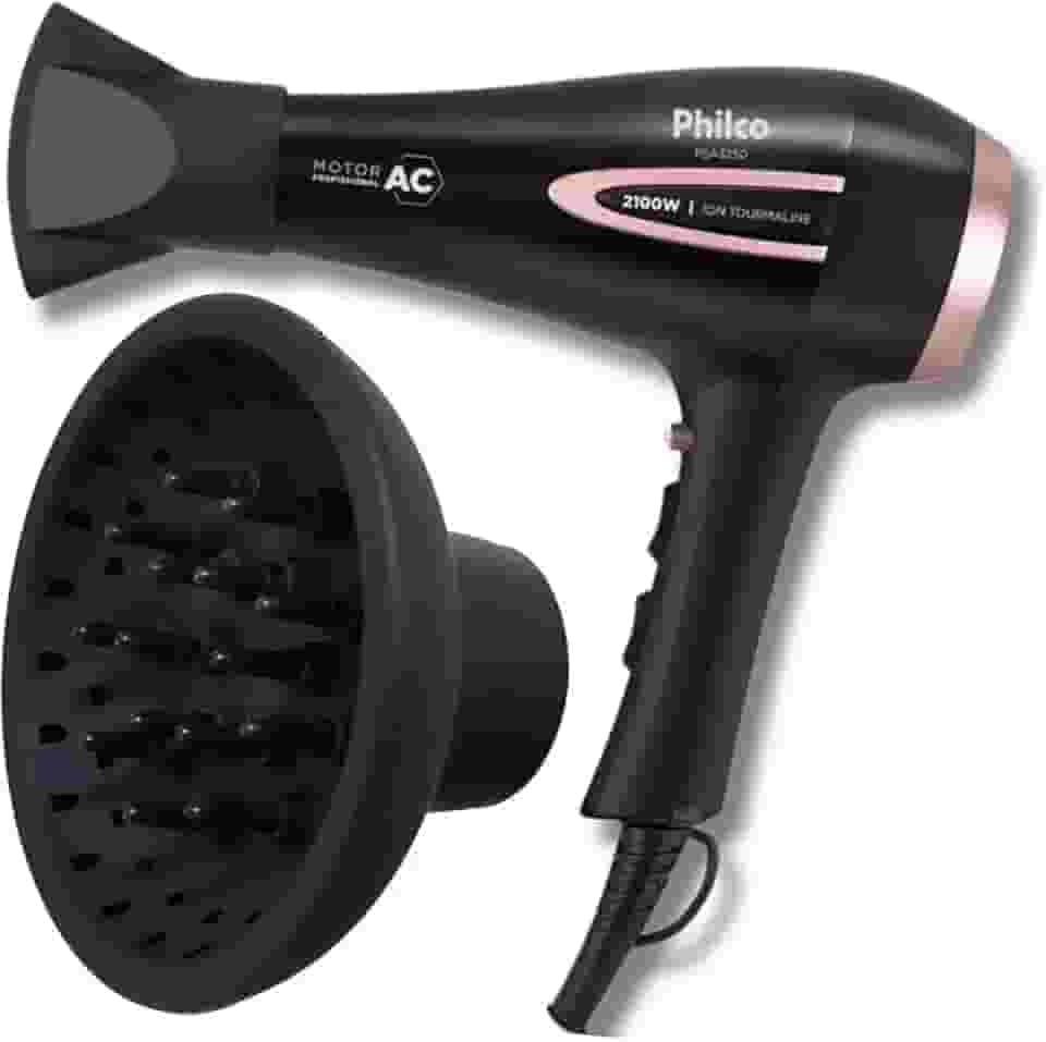 Secador de Cabelo Profissional PSA3250 2100W Íon Tourmaline com Difusor de Cachos - 127v