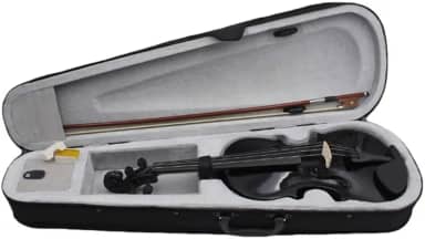 Violino preto 4/4, 1/8, Basswood, crianças, estudantes, praticam violino no início da idade adulta, inclui bolsa de piano e piano (4/4)