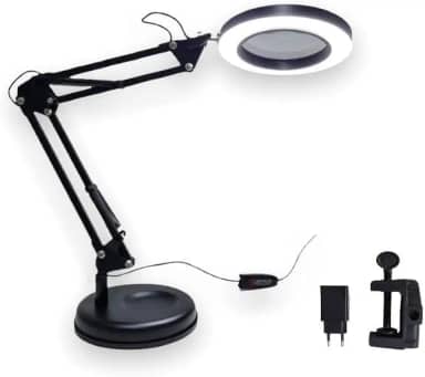 Luminária Com Lupa Articulável Led Ring Light Garra E Base Multifuncional Com Brilho E Temperatura Ajustavel