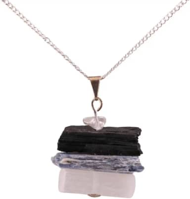 Pingentes de cura de pedra natural para mulheres, homens - colares espirituais de cristal cru - ametista, citrino, quartzo, quartzo rosa, turmalina preta, cianita, pedras de selenita