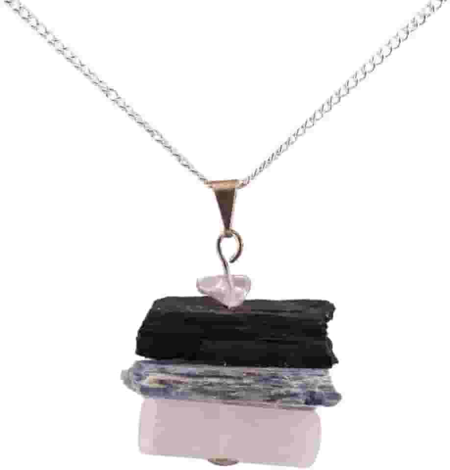 Pingentes de cura de pedra natural para mulheres, homens - colares espirituais de cristal cru - ametista, citrino, quartzo, quartzo rosa, turmalina preta, cianita, pedras de selenita