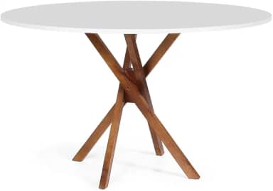 Mesa de Jantar Redonda 6 Lugares 120cm em Madeira June Branca - Straub Web