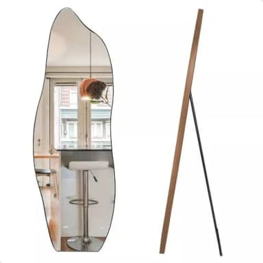 Espelho Decorativo Orgânico Flame 150x50 Com Suporte De Chão Para Sala Quarto Ou Closet (Caramelo)