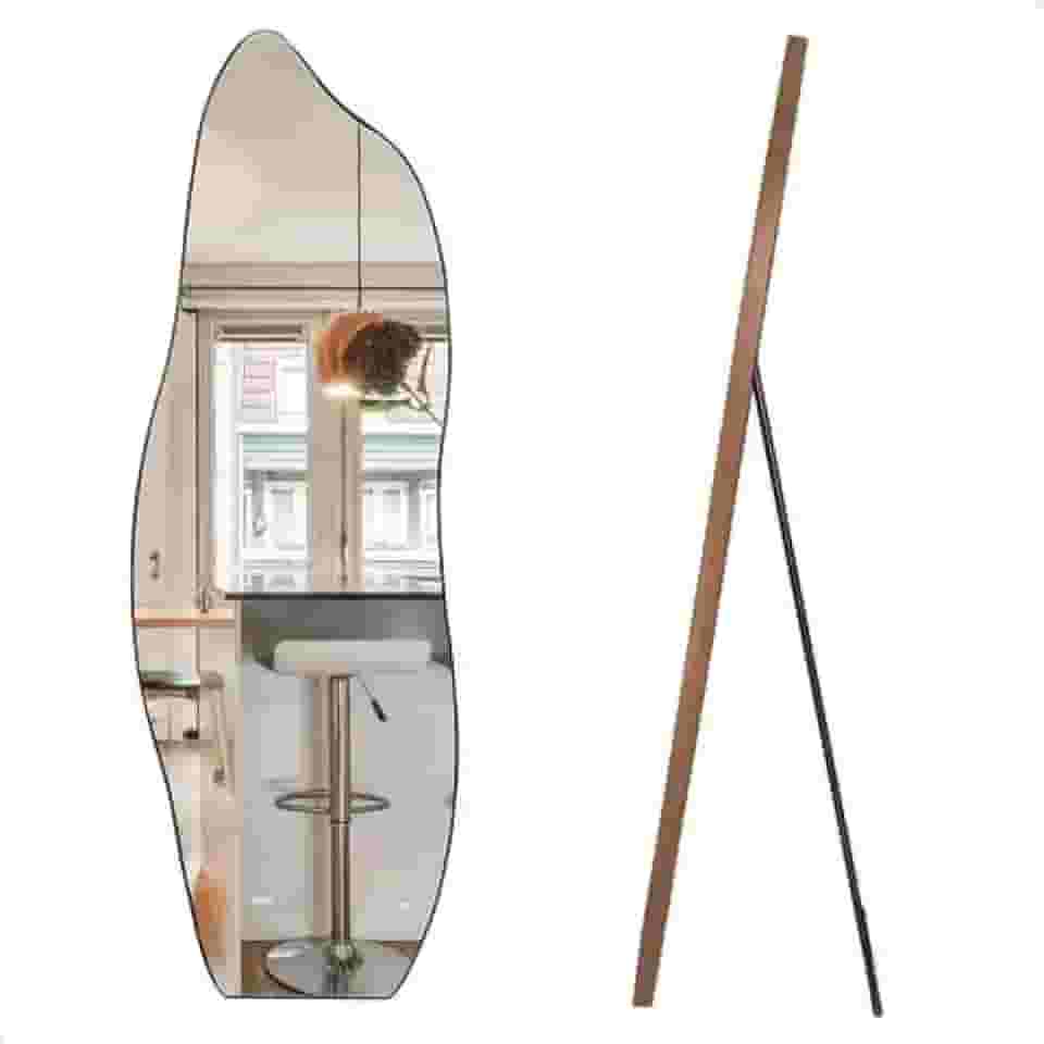 Espelho Decorativo Orgânico Flame 150x50 Com Suporte De Chão Para Sala Quarto Ou Closet (Caramelo)