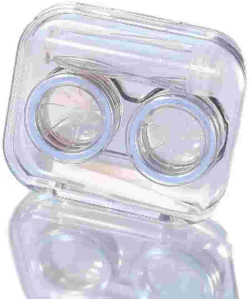Pacote com 2 lindos conjuntos de estojo de lentes de contato, essenciais de viagem transparentes com kit de ferramentas removedoras e frasco de solução, caixa de armazenamento de lentes de contato