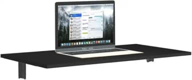 Mesa Suspensa Tampo 100% MDF Computador Laptop Notebook Escrivaninha Preta 70 cm Home Office Moderna Escritorio