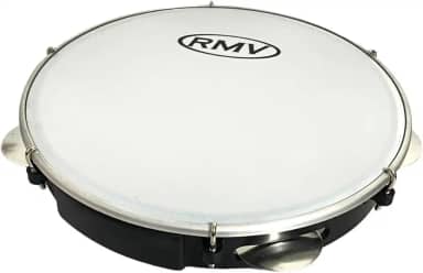 Pandeiro Profissional Rmv 10 Polegadas Preto Pele Leitosa