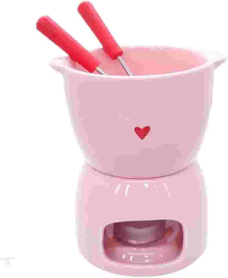 Conjunto para Fondue de Porcelana Hauskraft Lamour Rosa 5 Peças