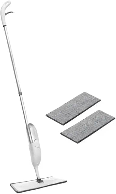 Mop Spray com Rotação 360°, Vassoura Magica, Com dispenser desinfetante, Rodo com tecido, Reservatório, Acompanha 2x Pano de Microfibra, Remove Pelo
