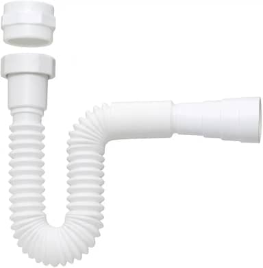 Sifão Sanfonado Universal, Branco, Compatível com Diâmetros 40mm e 50mm, Suporta 20°C a 90°C