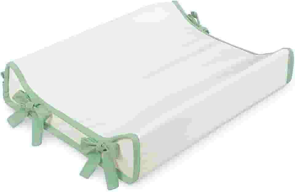 Trocador Americano Comoda Fraldas Impermeável Anatomico Com Abas Bebê Enxovais Capa Plástica Off White com Verde (40cm x 65cm)
